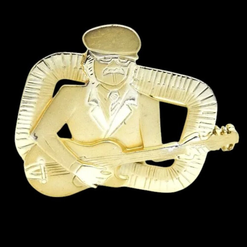 Vintage AJC Guitar Man Brooch